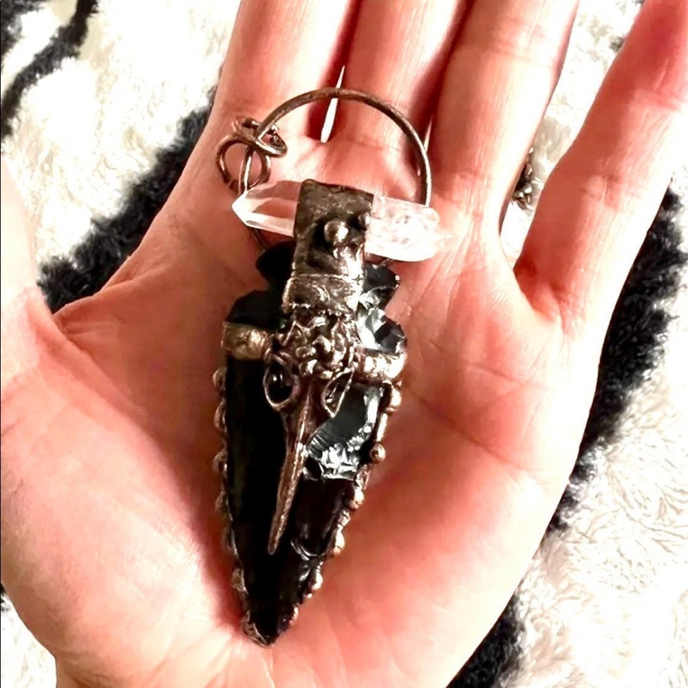 Silver and Black Pendant Necklace